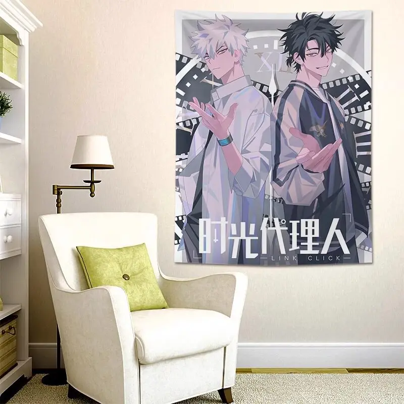 VIKAMA Link Click Anime Characters Tapestry Cheng Xiaoshi Lu Guang Print Wall Hanging for Fans Bedroom Decor Home Decor