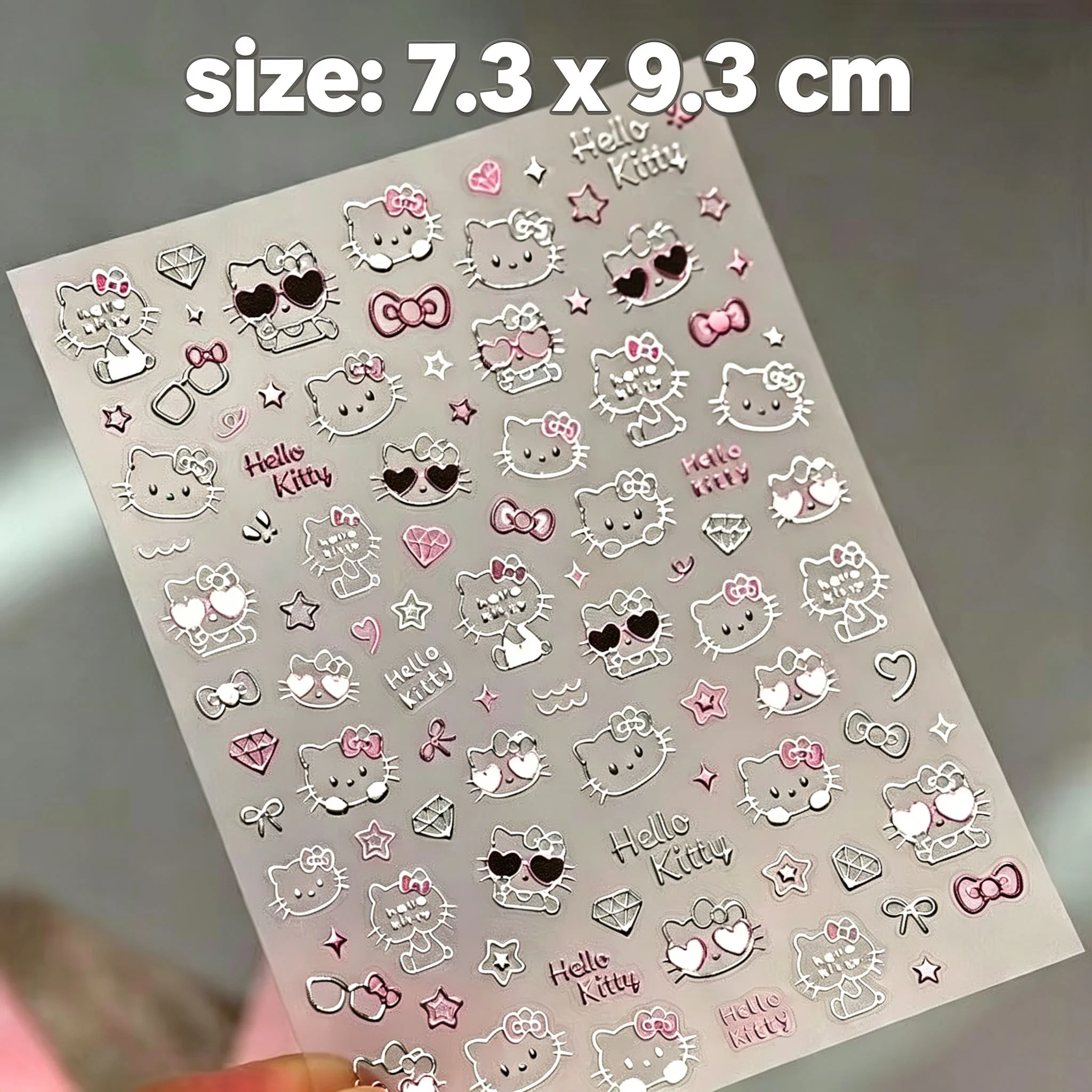 Hello Kitty Christmas & Halloween Series Nail Art, Pencil Case, And Phone Stickers (Silver Foil & Glitter / 2K High-Gloss Finish