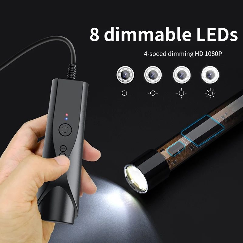 Industrial Endoscope4.5Inch IPS Dual Lens2.0MP Mini Endoscope Camera IP68 Drain Inspection Camera Waterproof 8 LED Wireless WIFI