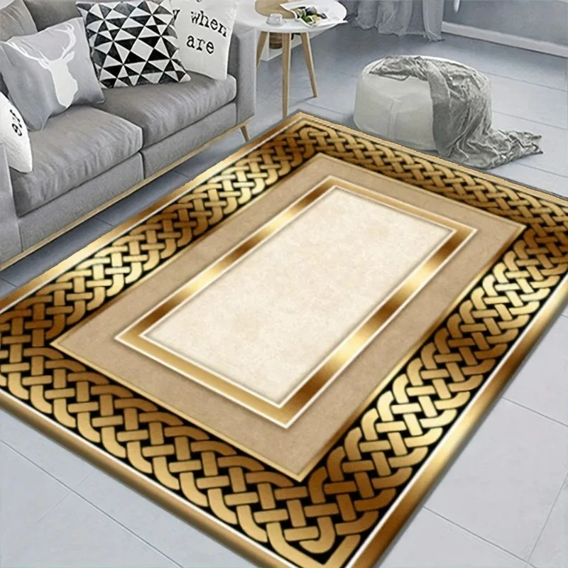 European Style Carpet Golden Non-slip Floor Mat For Living Room Bedroom Home Hotel Restaurant Decor Sofa Floor Large Area Rug