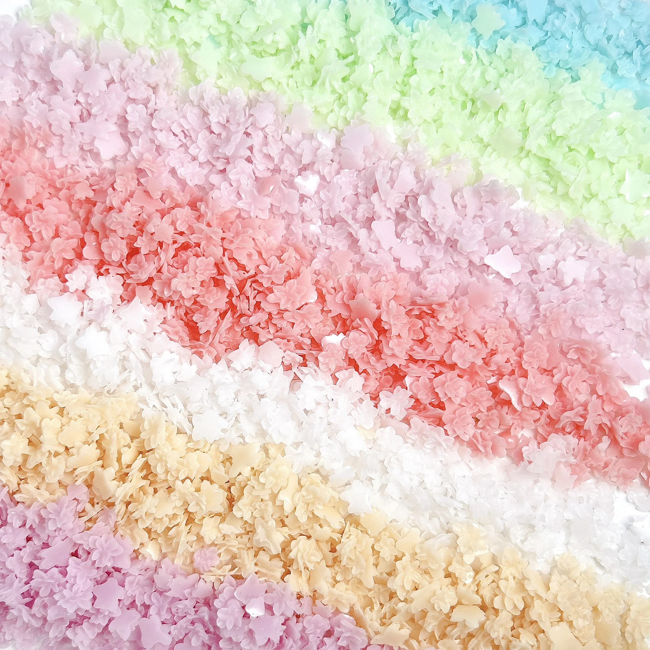 50PCS New Creative Irregular Flowers Resin Nail Charms Minimalist Sweet Colorful Blossoms Mixed Nail Art Decorations DIY Nails