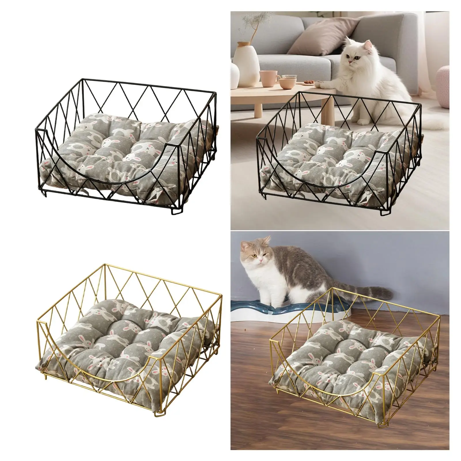 Dog Cat Bed with Cushion Comfortable Pet Cat Nest for Rabbits Puppy Kitten