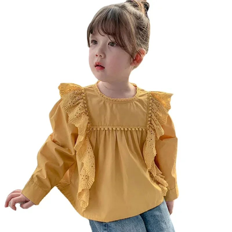 Girls Shirts for Kids Spring Autumn Long Sleeve Blouse Fashion Tops Korean Toddler Girl Clothes Fall New Children Costume 2-7Yrs