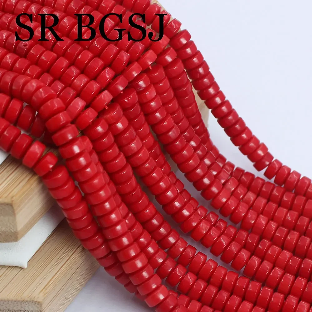 3x6mm Tube Drum Red Small Wholesale Natural Sea Bamboo Coral Loose Beads Strand 15