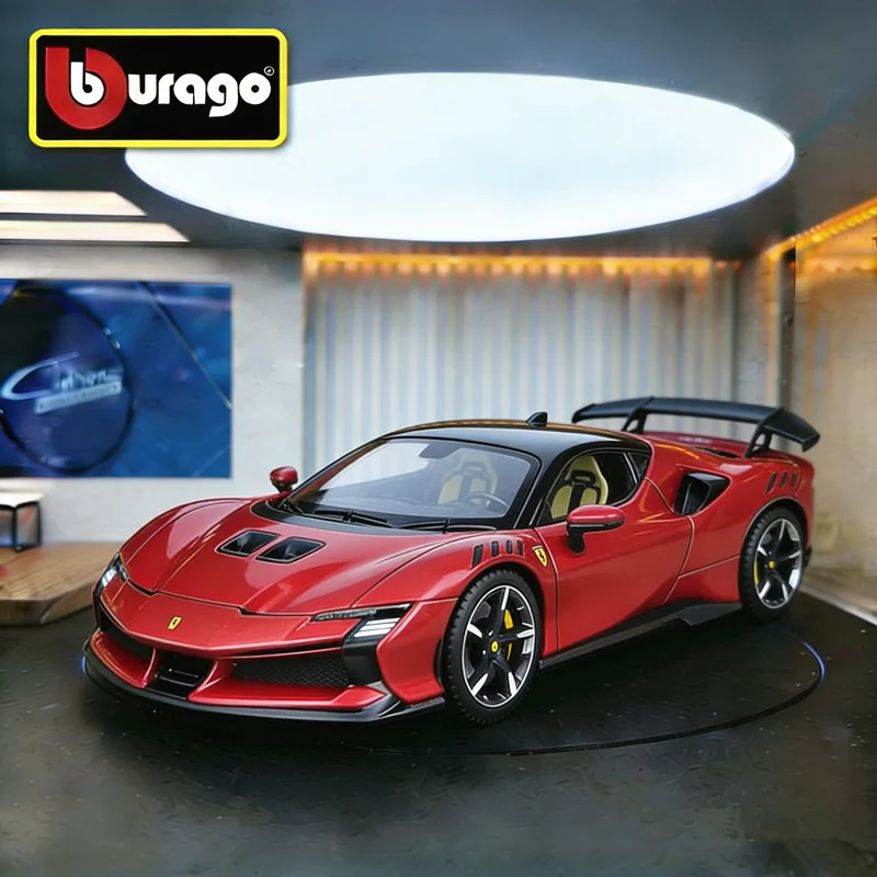 

Bburago 1:24 Ferrari SF90XX Stradale, модель спортивного автомобиля из сплава, литая металлическая гоночная машина, высокодетализированная модель, детская игрушка, подарок