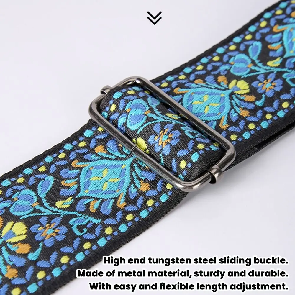 Colorful Printed Guitar Strap Adjustable Widening Guitar Crossbody Strap Ethnic Style Guitar Accessories Ukulele Straps Belt