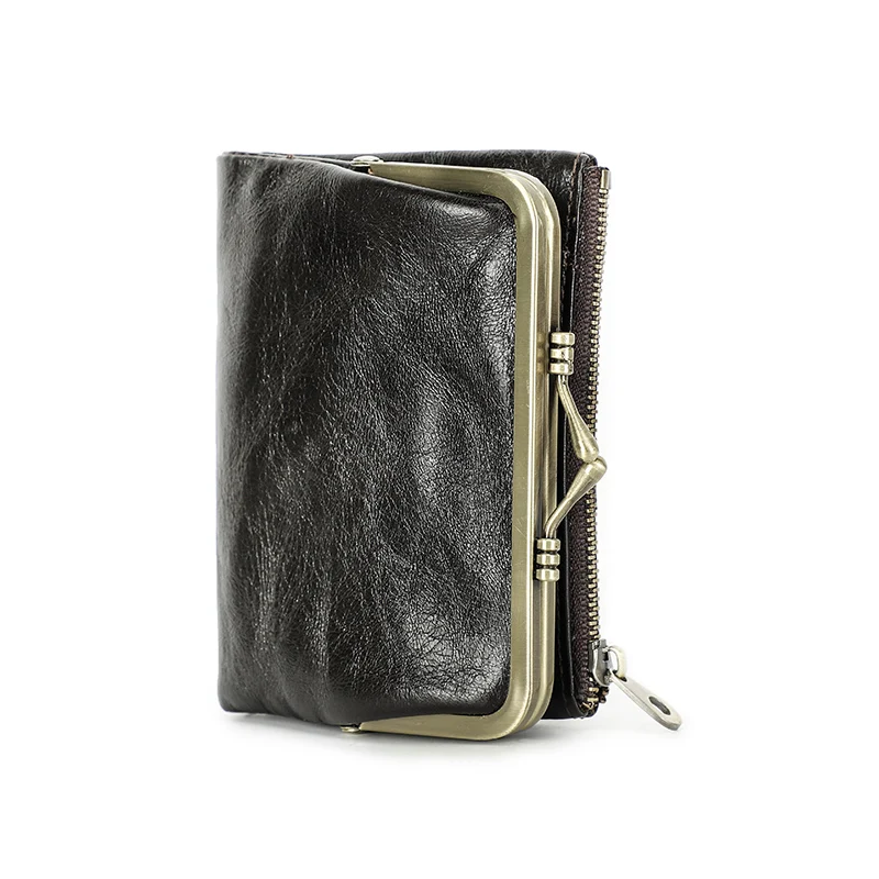 Contact'S portfel z prawdziwej skóry damski mała metalowa ramka torebka damska zapinana na zamek kieszeń na monety etui na karty kredytowe