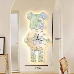 40x21CM Creative Wall Clock Cartoon Fashion Living Room Silent Art Clock Simple Modern Watch Wall Home Decoration Bear