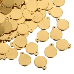 20pcs Stainless Steel Blank Round Charms for Jewelry Making Necklace Bracelet Extend Chain Tail Tag Supplies Material Wholesale