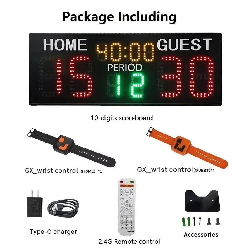 Ballspiele Scoring Display LED Digital Padel Elektronische Anzeigetafel für Tennis mit tragbarer Armbanduhr und Fernbedienung