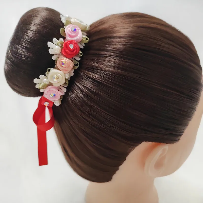 

Аксессуар для волос для танцовщиц: фиксатор для пучка, повязка на голову, балетные резинки для волос, головной убор ручной работы, аксессуары для волос для девочек и женщин