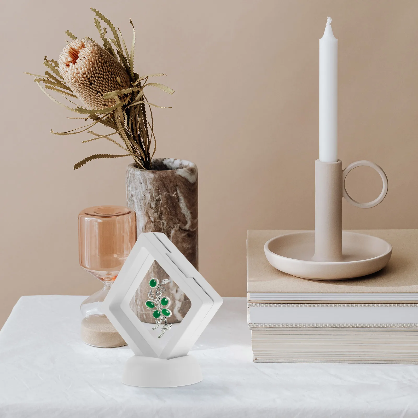 1Set Transparent Münze Fall Rahmen Halter Box Stehen Für Desktop Schmuck Lagerung Pe Film Display Rack Fall 3D