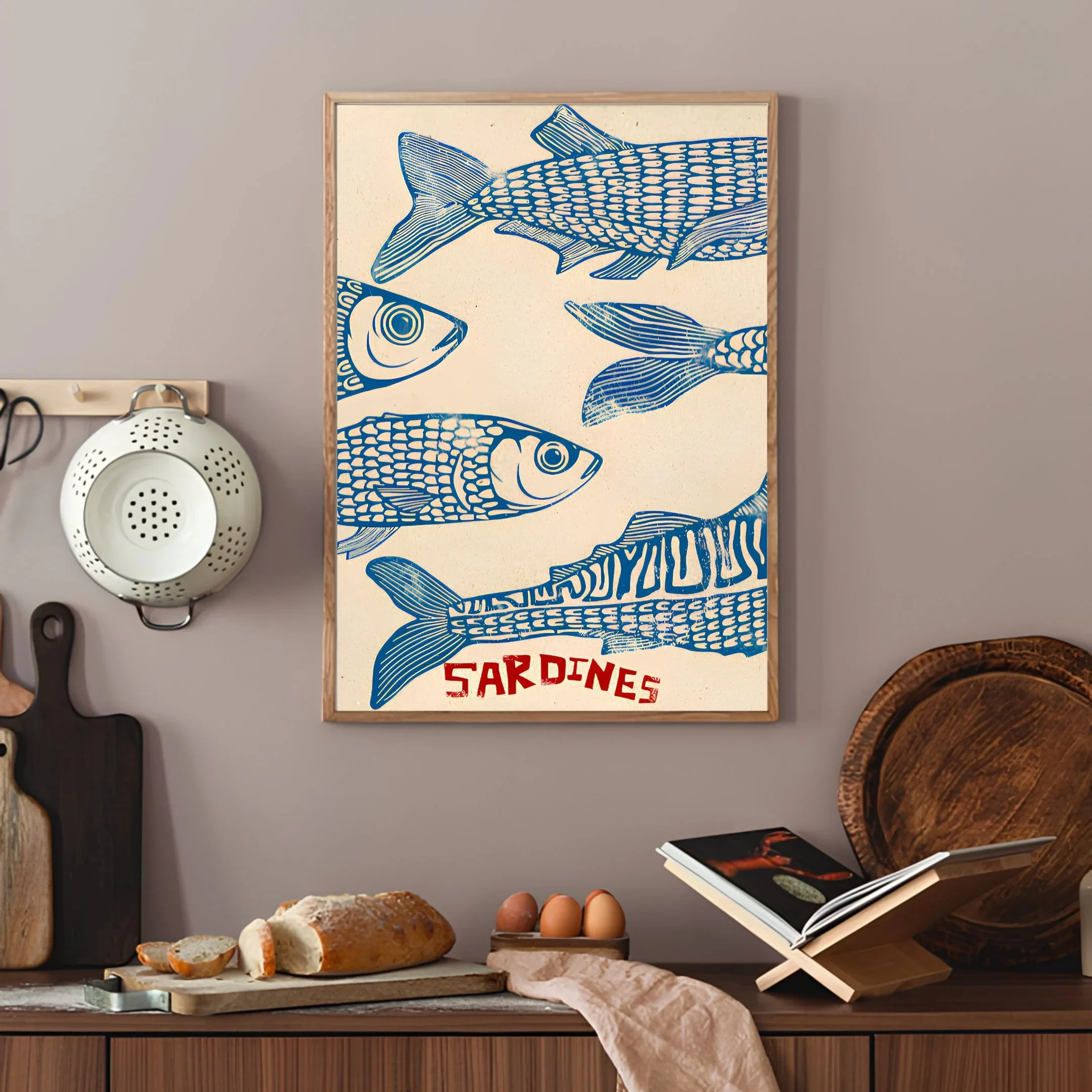 Retro Sardine Canvas Printing Compromise Sardine Tin Kitchen Wall Art Poster for Modern Living Room Bedroom and Home Decoration