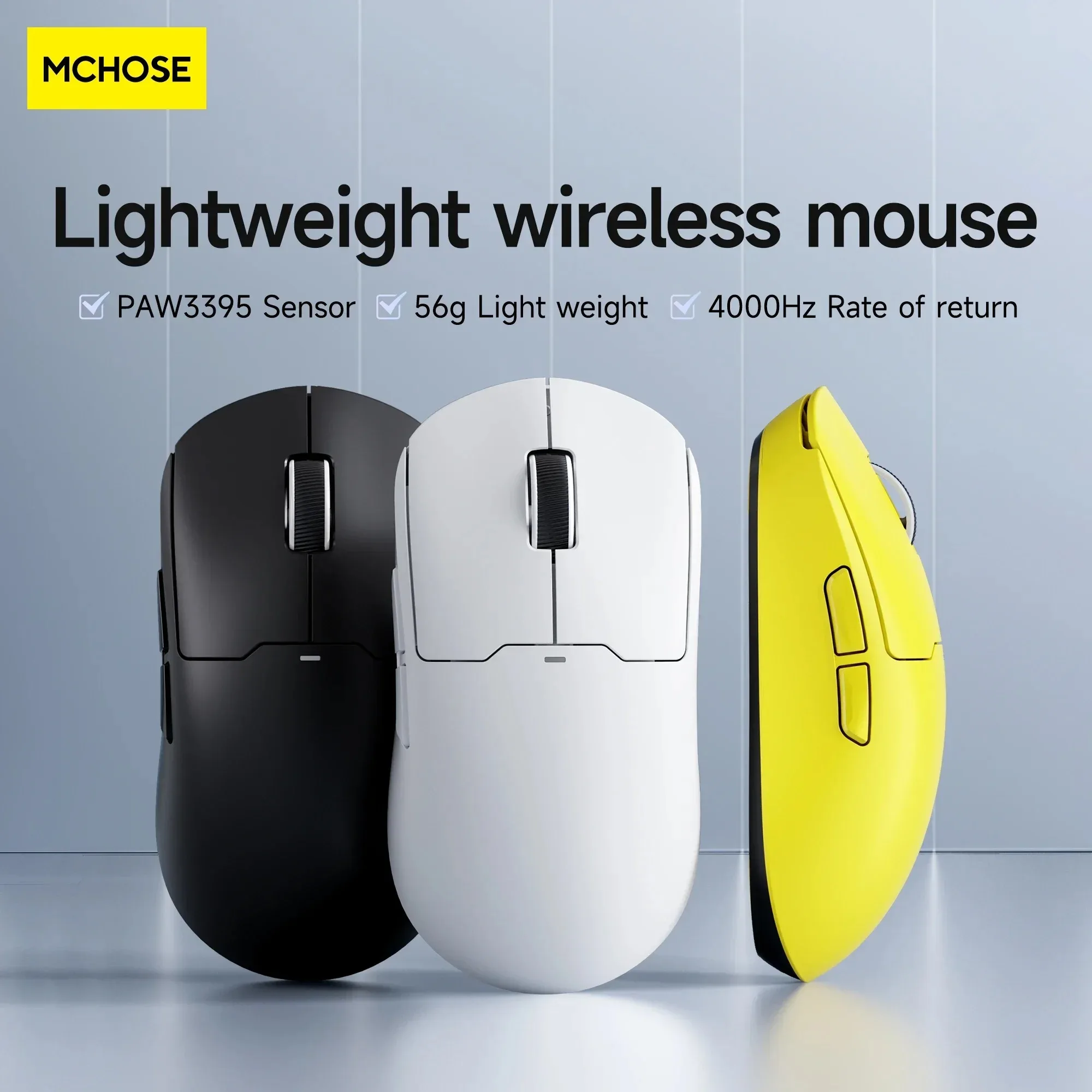 MCHOSE A5 Bluetooth  Wireless Mouse 26000DPI PAW3395 Optical Sensor Gaming Mouse 4KHz Light Weight Pc Gamer Accessories Black My