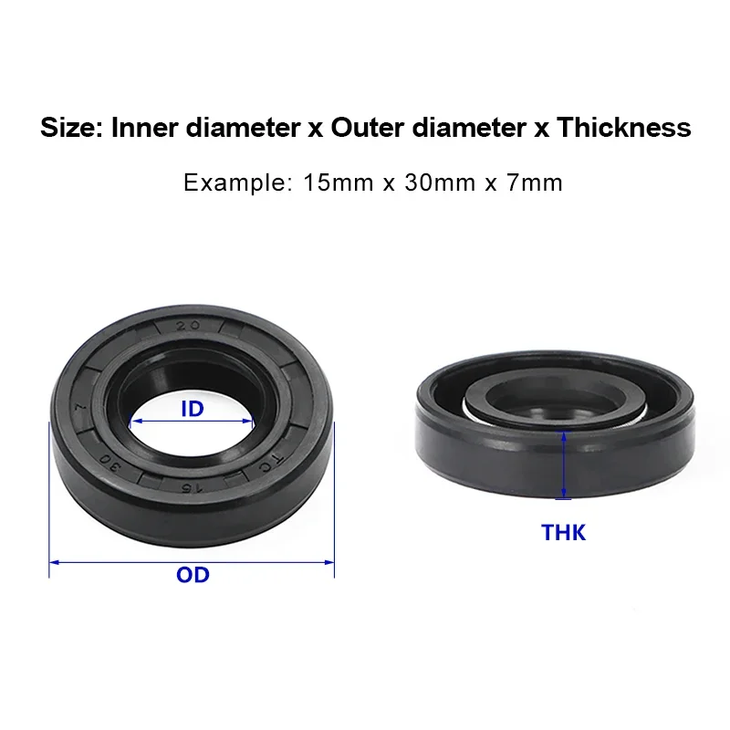 5/10pcs ID 8mm NBR Oil Seals OD 12/14/15/16/17/18/19/20/22/26mm THK 3/5/6/7/8mm TC-Double Lip Black Nitrile Rubber Shaft Gaskets