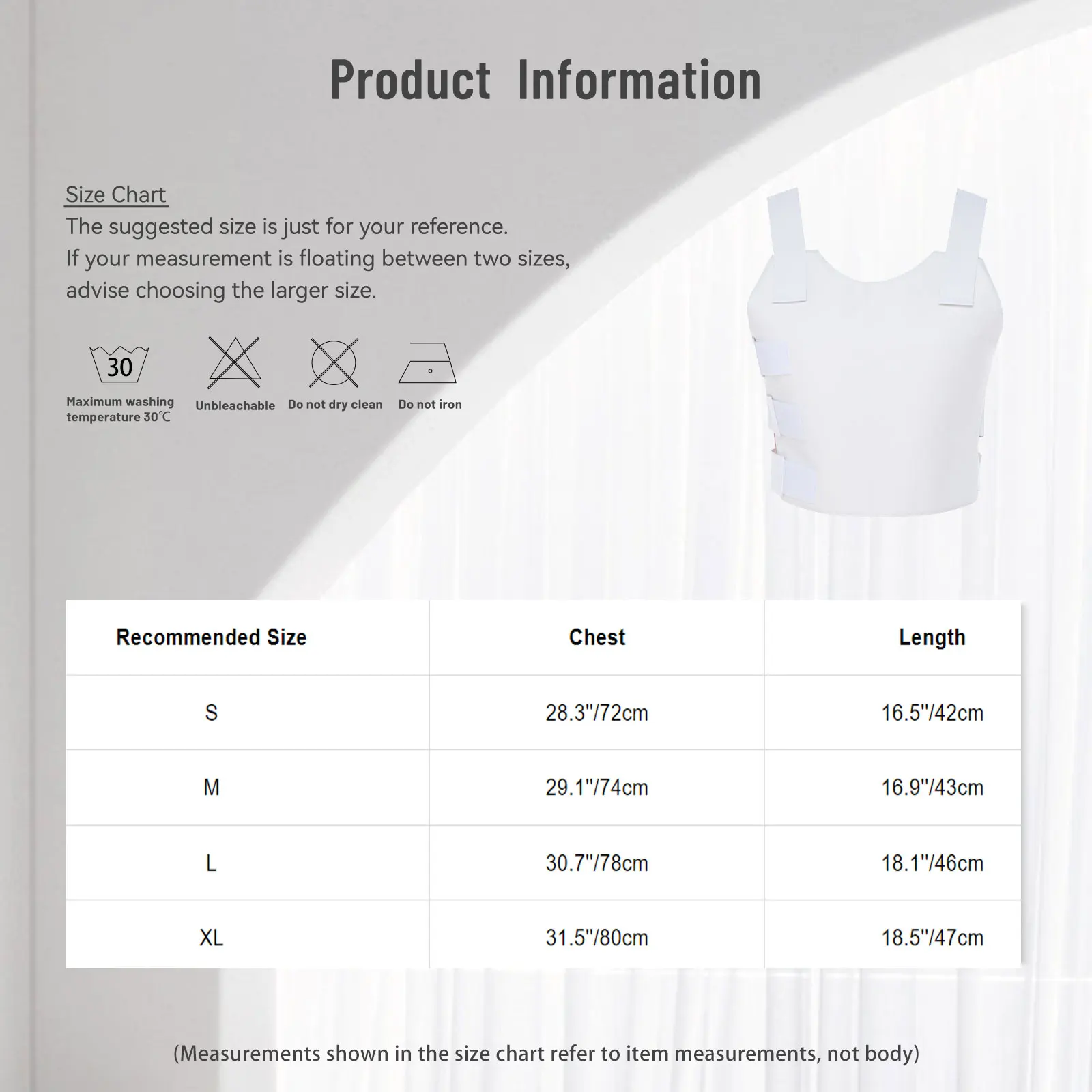 Unisex Women Men Post Surgery Chest Support Vest with Adjustable Loop-hook Fastener Padded Chest Compression Wrap for Recovery