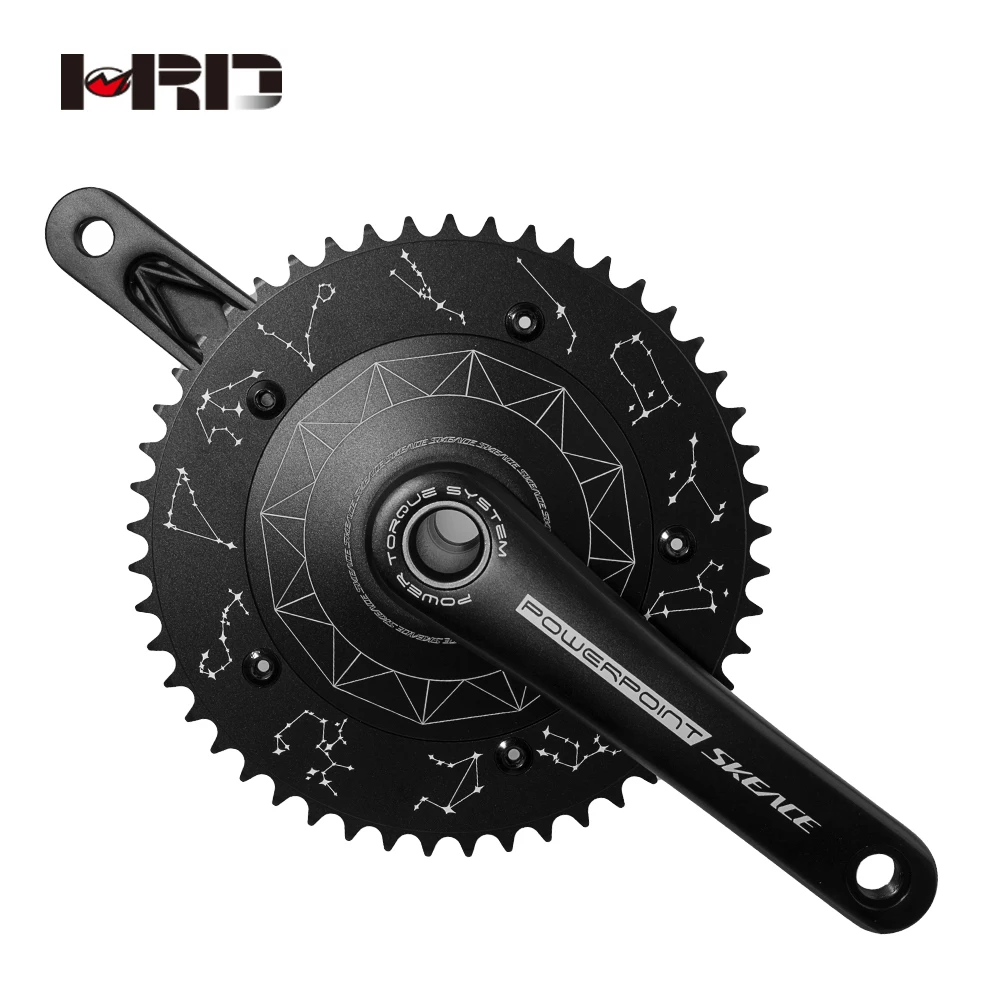 SKEACE Powerpoint Hollowtech Crankset, Fixie Crank, Single Speed Fixed Gear Bike, Track Bicycle Chainwheel, 49T, 165mm, 144BCD