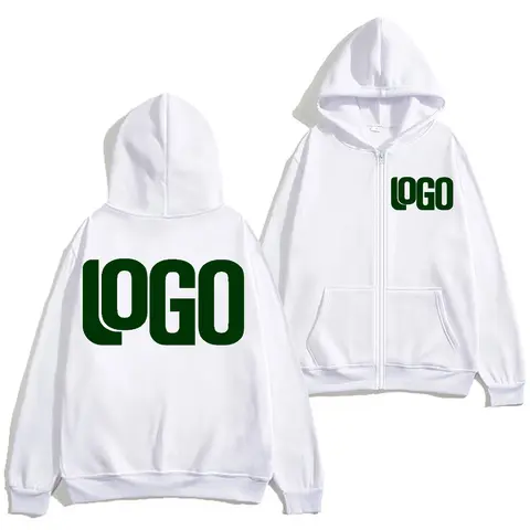 DIY Custom Your Brand Logo 230GSM New Zipper Autumn and Winter Casual Men's and Women's Tops Solid Color Hoodie Sweatshirt