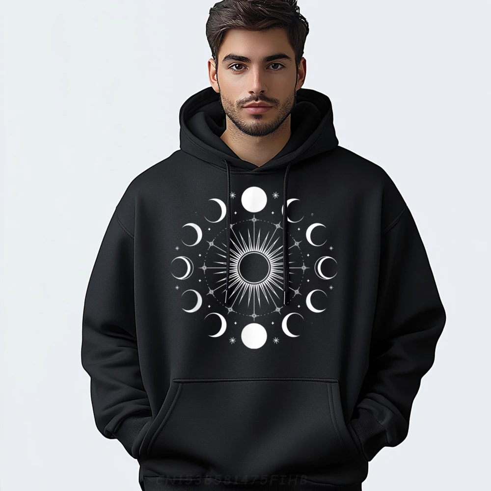 

Discount Celestial Moon Phase Sun Moon Design Sweatshrt Round Neck Mens Hoodies Long Sleeve Valentine Day Design Hoodies
