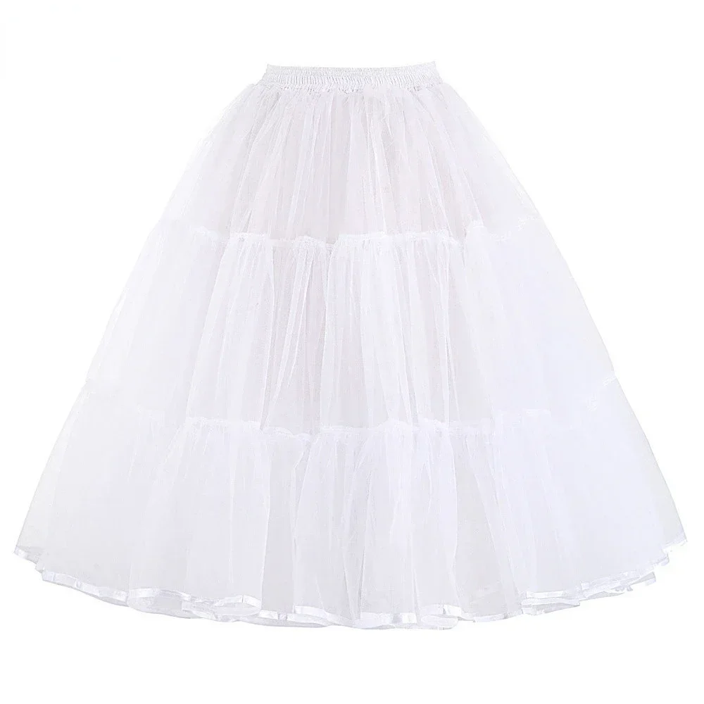 Summer Petticoats Puffy Organza Skirt Retro Vintage Dress Underskirts Women Hoops Plus Size Dance Crinoline Petticoat White