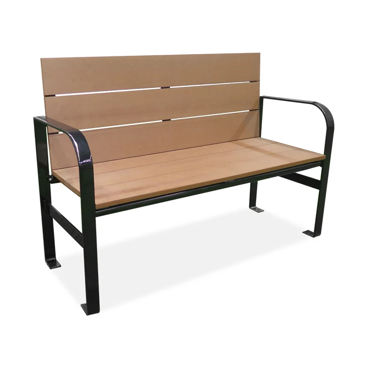 

For Factory Customized Bench Street Wood Wood and Metal Park Long Bench Public Park Outdoor Garden Bench