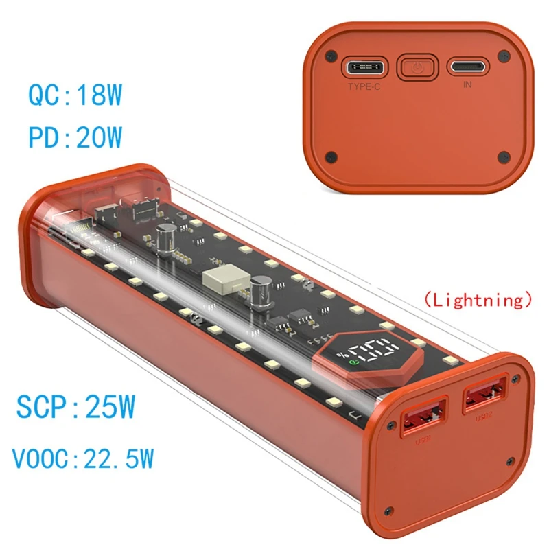 21700 Battery Storage Box 4 Slots DIY Power Bank Box For 21700 Charger Dual USB Output Typec Input