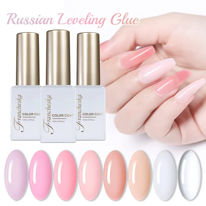 

Rubber Base Gel Nail Polish Milky Pink Jelly White 8Colors Semi Permanent Nails Art Gels 12ml Soak Off UV LED Gel NEW