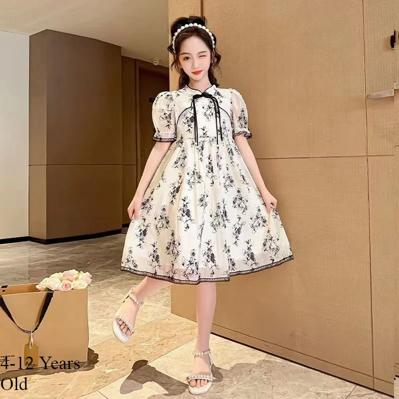 Kids Summer Girl Red Sleeveless Flying Sleeve Polka Dot V-neck Waist Dress Simple Temperament Fashion Daily Style 6-12 Years Old