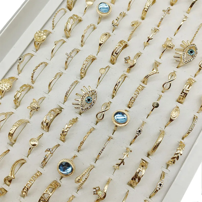 30 teil/los Großhandel Fabrik Vintage Shell Geschnitzte Blatt Finger Ringe Für Frauen Schwarz Emaille Große Blume Stern Mond Party Schmuck geschenk – Detail 6