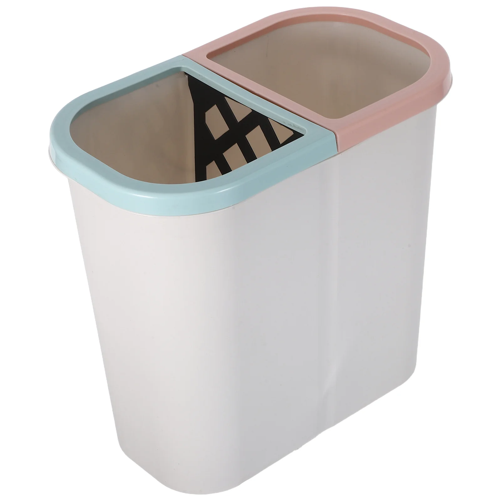 

Dual Compartment Trash Can Dry Wet Sorting Garbage Bin For Kitchen Bathroom Narrow Space Saving Slim Plastic Waste Basket Beige