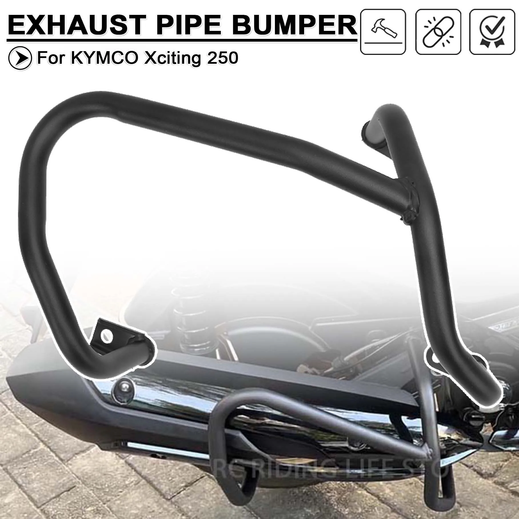 

For Kymco Xciting 250 Xciting250 Motorcycle Exhaust Pipe Bumper Muffler Protector Falling Protection Crash Barrier Bar Guard