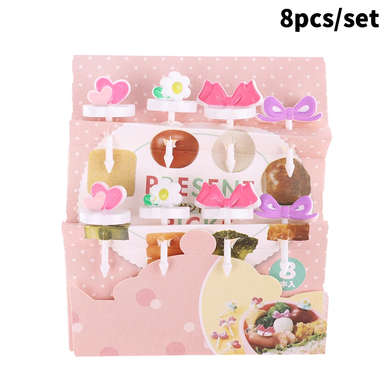 Mini Fruit Picks para crianças, Palitos criativos, Garfos para bolo, Comida de sobremesa, Decoração para lancheira, Bento Acessórios, Agulha, 8 peças