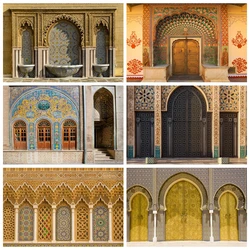 Moroccan Photography Backdrop Vintage Medieval Palace Mosque Temple Architecture  Arabic Cultural Religious Travel Background