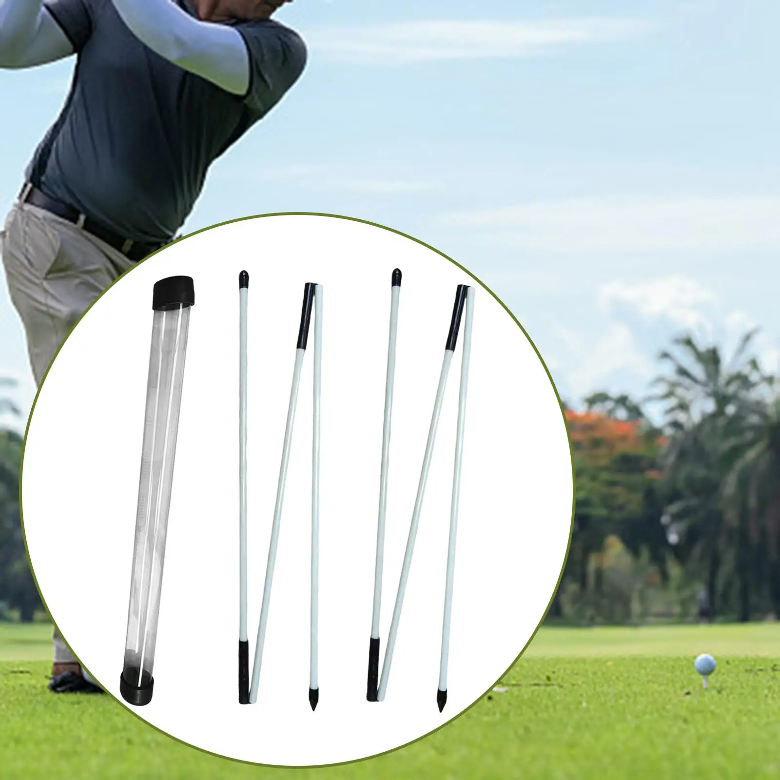 2 Golf Alignment Sticks with Storage Tube 48 Inch Folding Golf Practice Sticks for Stance Aiming with