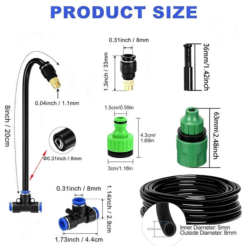 360° Bendable Irrigation Drip Irrigation Kit，Removable  Copper Nozzles，for Garden Watering , Yard Plants