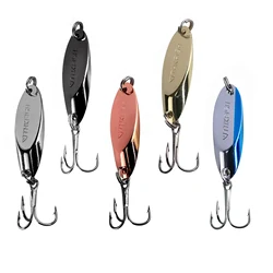 THKFISH 5pcs Trout Spoon Fishing Lures 7g 10g 14g 21g Spinner Metal Spoon Hard Baits With Treble Hooks Pike Fishing Freshwater