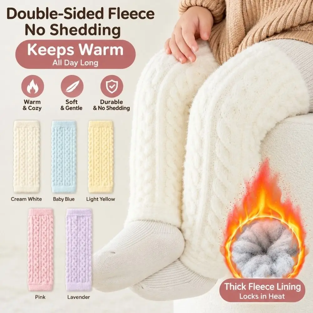 Ribbed Children Leg Warmers Soft Fabric Knitted Texture Infant Leg Warmers Thick Warm Multiple Colors Knitted Knee Socks