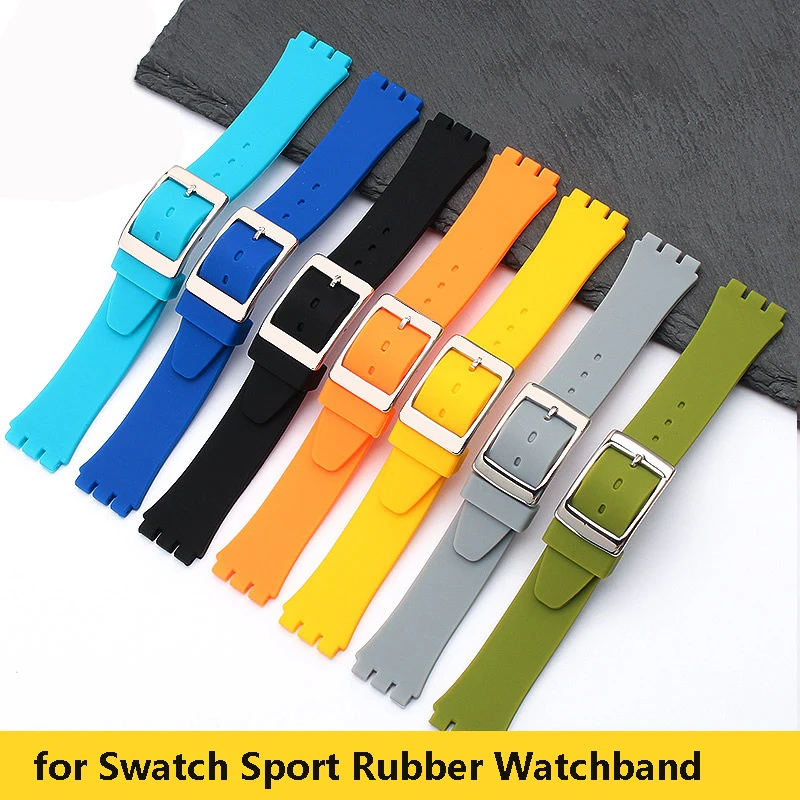 17mm 19mm Silicone Replacement Watchband for Swatch Sport Rubber Women Colorful Watch Strap Bracelet Accessories