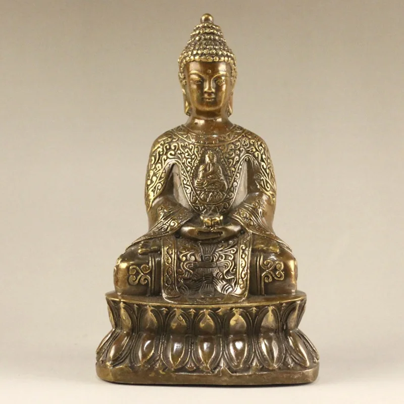Copper Tibetan Buddhism Statue Sakyamuni Buddha Statue Office Home Decor Gift for Desk Ornament