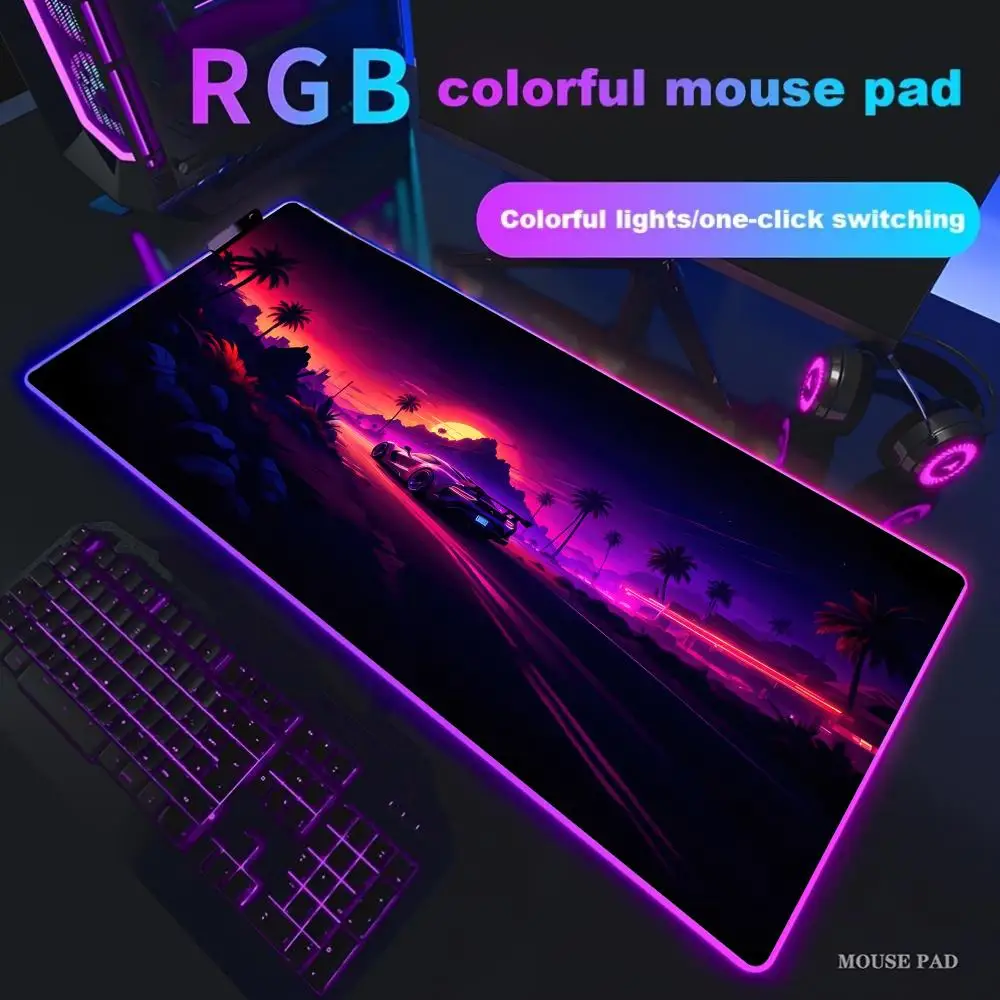 

Автомобильный коврик для мыши с пейзажем заката XXL RGB игровой коврик для мыши геймерский аксессуар большой светодиодный коврик для мыши ПК компьютерный настольный коврик с подсветкой
