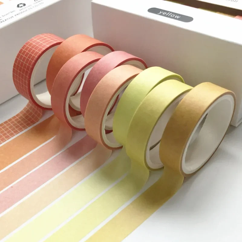 8pcs/set Retro Solid Color Basic Decoration Washi Tape Set DIY Scrapbook Cute Sticker Kawaii Masking  School Supplies