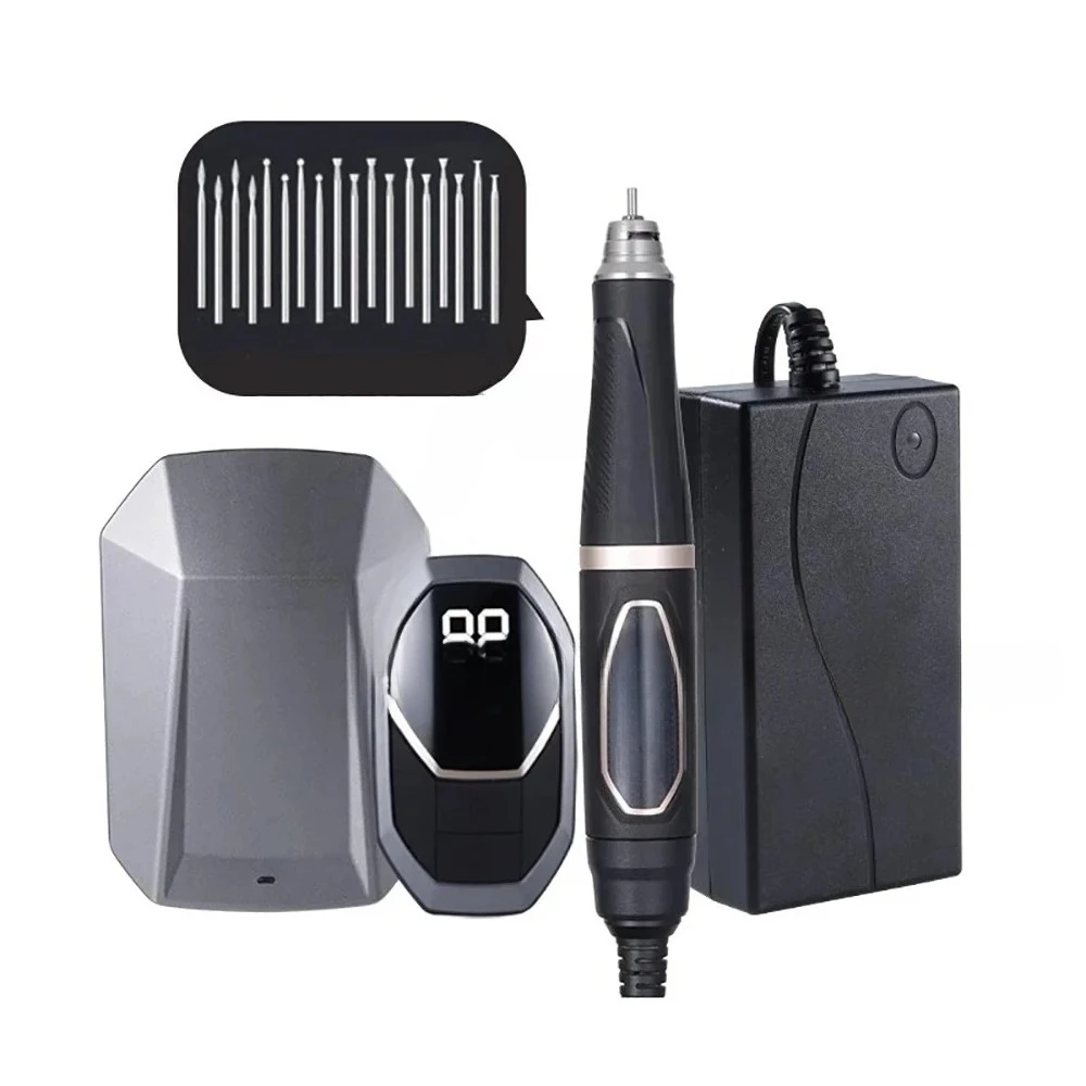 Brushless Electric Engraver Pen with Wireless Foot Pedal, 50000RPM Portable Jade Stone Carving Tool, QZ-WS609 Model