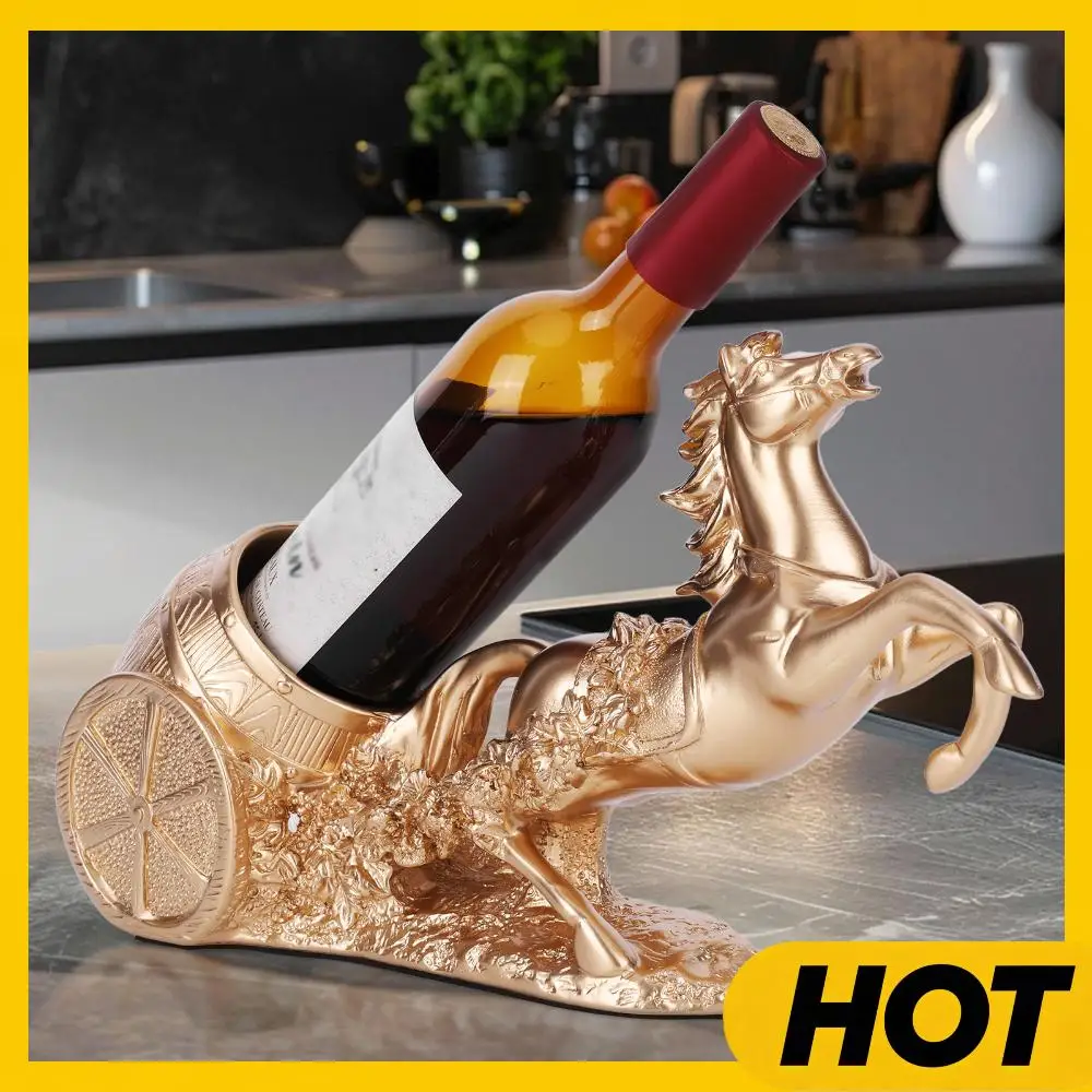 

Brown Horse Sculpture Wine Rack Freestanding Wine Bottle Holder Statue Wine Display Stand for Country Farm Kitchen Decor