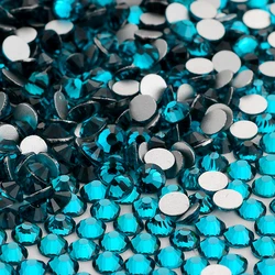 Tutte le dimensioni SS3-SS60 vetro Indicolite Flatback strass blu pavone rotondo argento fondo colla su pietre per vestiti di artigianato per unghie