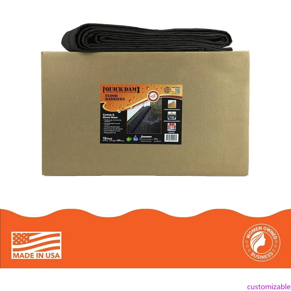 

Quick Dam QD610-12 10-Foot Water-Activated Flood Barriers, 12 Packs, Black, 12-Count
