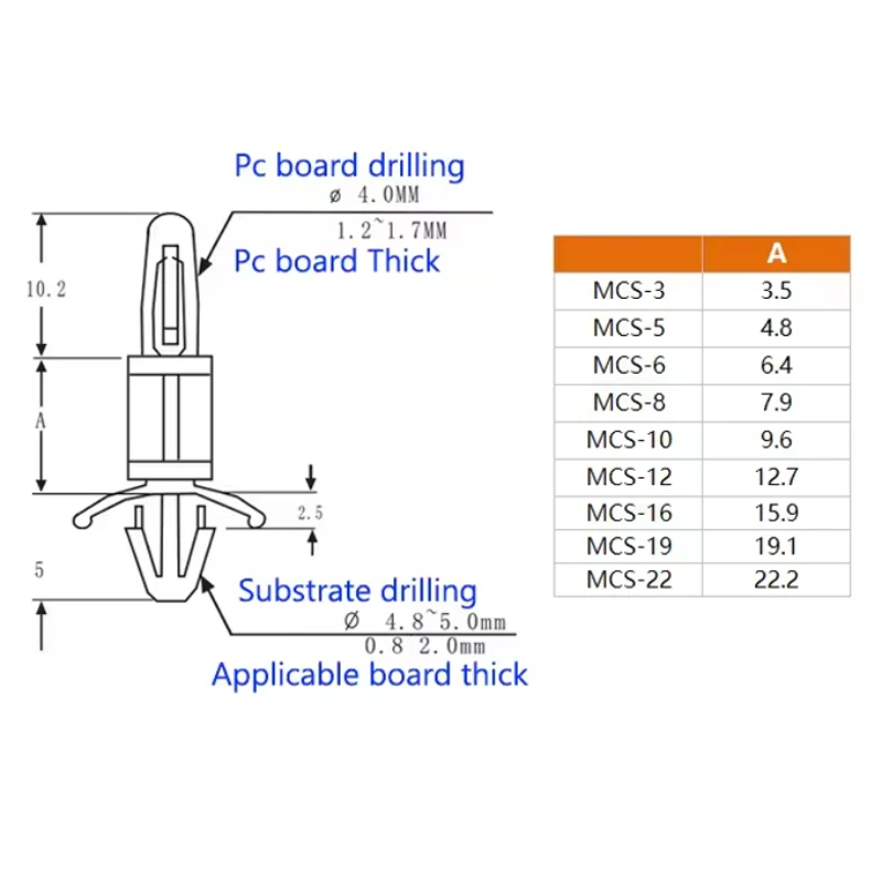 MCS-3~MCS-19 Nylon Spacer Standoff PCB Board Plastic Pillar Isolation Column Hole Dia4~5mm Rack Moutherboard Plastic PC Standoff