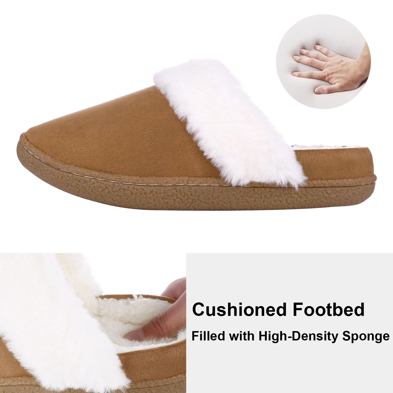 Litfun Winter Fur Cotton Slippers For Women Indoor Warm Cozy Plush Slippers Man Non Slip Soft Rubber Sole New Home Flats Slipper