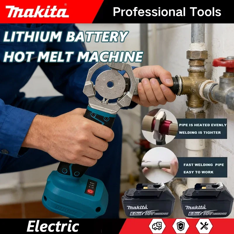 

Аппарат для сварки труб Makita, инструмент для пайки пластиковых труб, нагревательный инструмент для термоплавкого соединения труб PPR/PB/PR, работающий от аккумулятора 18В.