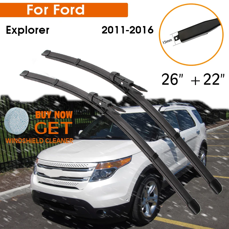 

Car Wiper Blade For Ford Explorer 2011-2016 Windshield Rubber Silicon Refill Front Window Wiper 26"+22" LHD RHD Auto Accessorie