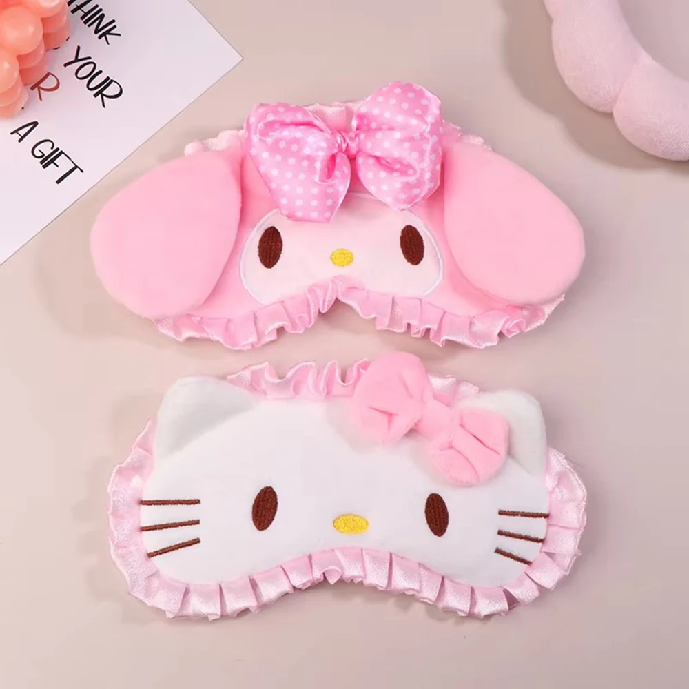 

Милая маска для глаз Sanrio с рисунком Hellokitty, периферийные устройства в стиле аниме, плюшевая подушка для глаз My Melody, маска для сна для девочек, подарки